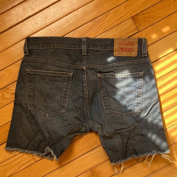 Levi's Dark Blue Denim Cut-Off Shorts - Picture 2 of 4